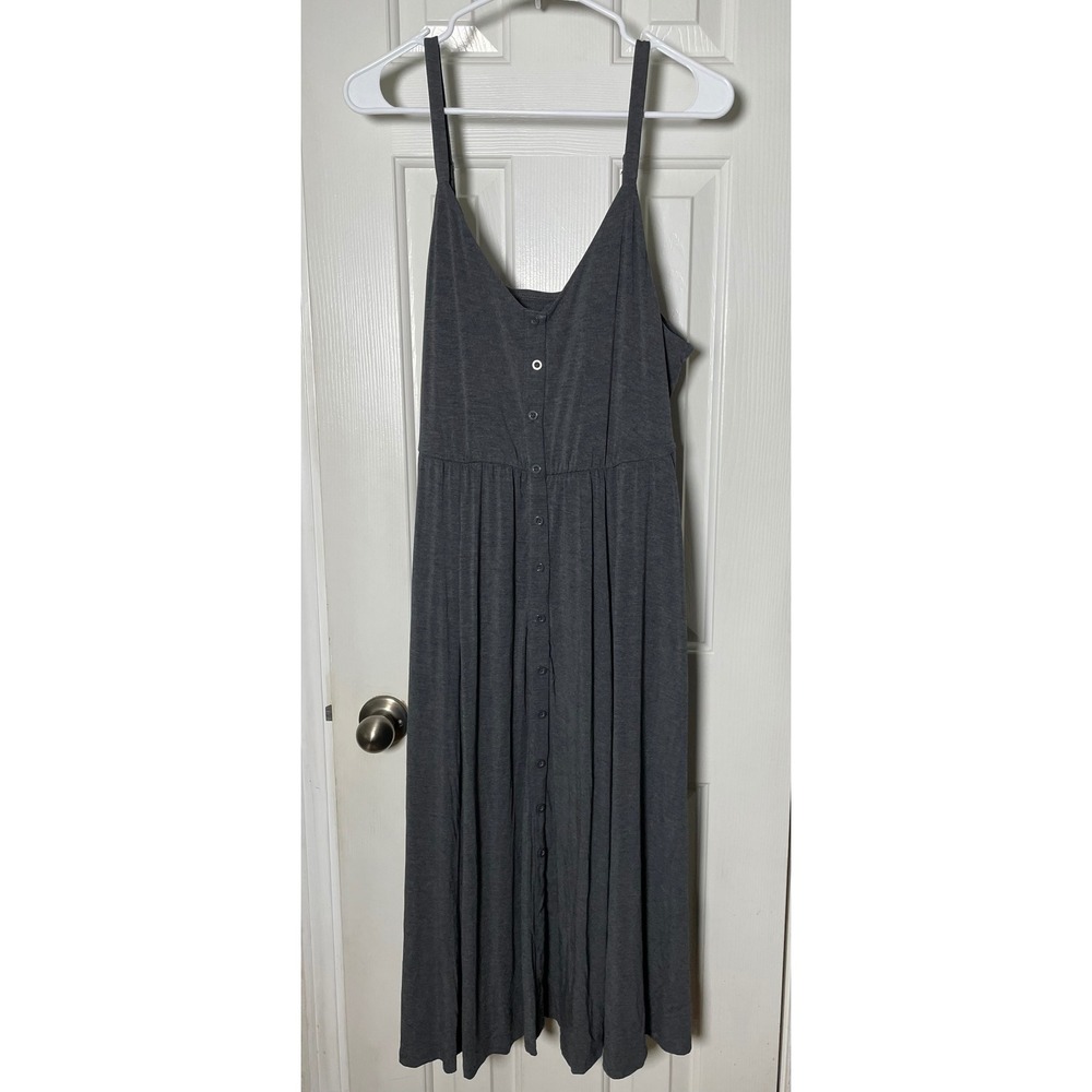 Torrid Super Soft Heather Grey Button Front Sleeveless Midi Dress 1X 14-16